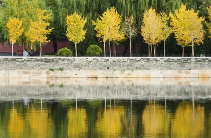Framed Print : Autumn colours reflected in the moat of the Forbidden City Palace Museum Framed Print : Autumn colours reflected in the moat of the Forbidden City Palace Museum