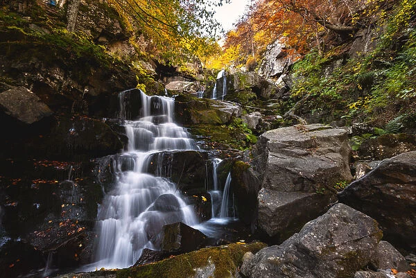 Autumn at the Dardagna waterfalls, Tosco Emiliano Apennines, Apuan Alps, Lizzano in Belvedere