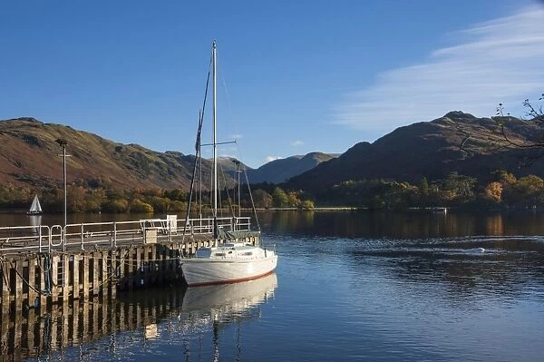 Autumn, head of Lake Ullswater, by the Lake Steamer Dock, Lake District National Park, Cumbria, England, United Kingdom, Europe
