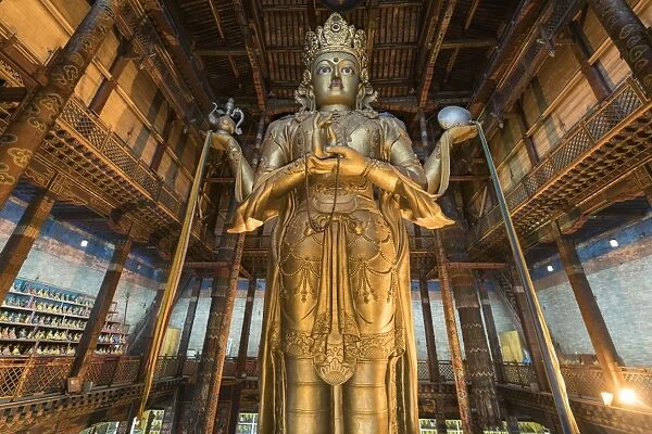 Avalokitesvara statue in Gandan monastery, Ulan Bator, Mongolia, Central Asia, Asia