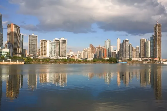 Framed Print : Avenue Balboa and Punta Patilla buildings reflected in Panama Bay, Panama City Framed Print : Avenue Balboa and Punta Patilla buildings reflected in Panama Bay, Panama City