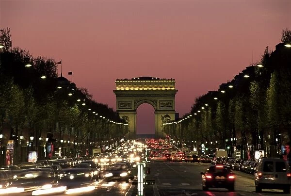 Avenue des Champs Elysees and the Arc de Triomphe, Paris, France, Europe