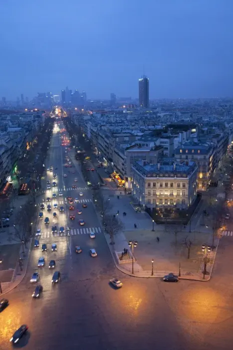 Framed Print : Avenue de la Grande Armee at night with La Defense in the distance from the Arc de Triomphe, Paris, France, Europe Framed Print : Avenue de la Grande Armee at night with La Defense in the distance from the Arc de Triomphe, Paris, France, Europe