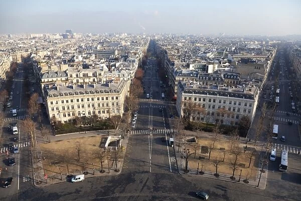 Avenue de Wagram from the top of the Arc de Triomphe, Paris, France, Europe