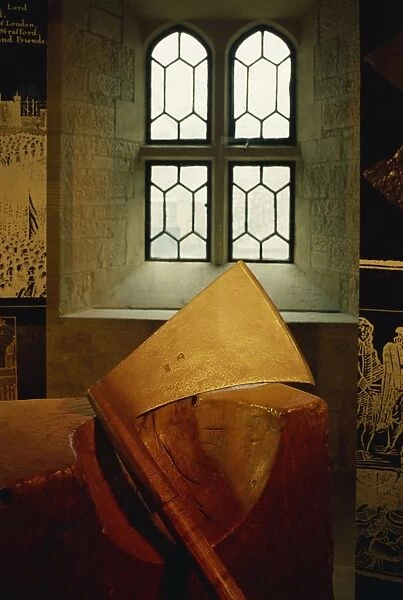 Axe and block in the Tower of London, London, England, United Kingdom, Europe