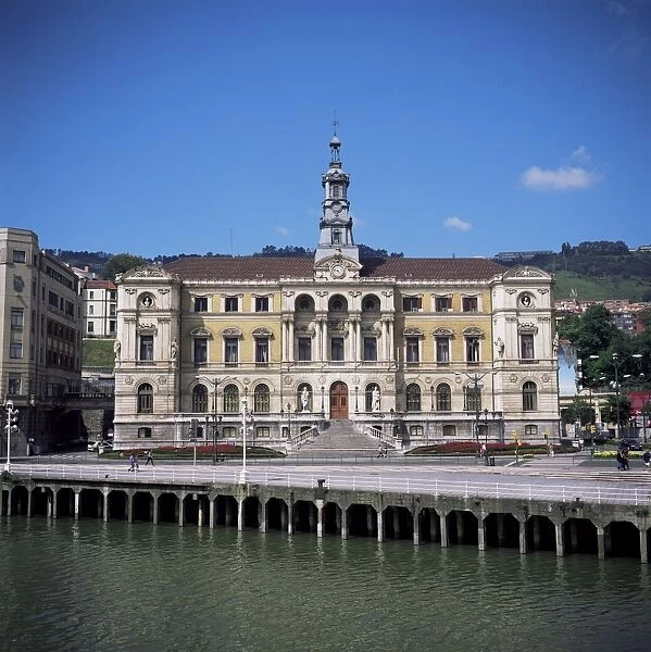Ayuntamiento (Town Hall) on the bank of the Bilbao River