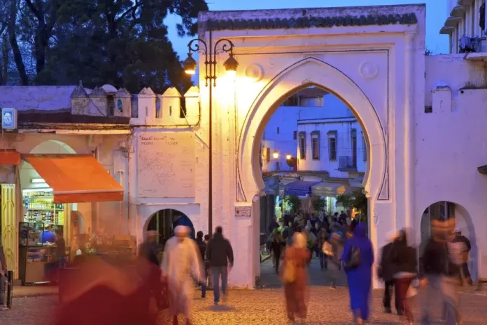 Framed Print : Bab El Fahs at dusk, Grand Socco, Tangier, Morocco, North Africa, Africa