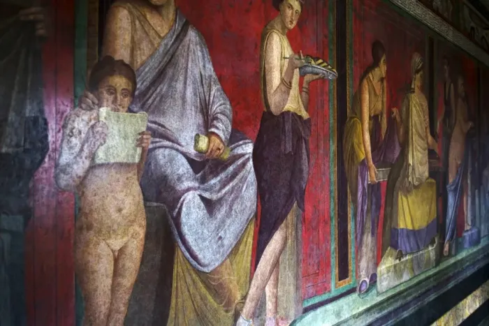 Framed Print : The Baccantis in the Triclinium In the Villa dei Misteri, Pompeii, UNESCO World Heritage Site Framed Print : The Baccantis in the Triclinium In the Villa dei Misteri, Pompeii, UNESCO World Heritage Site