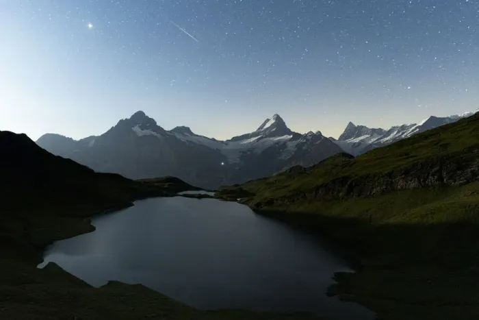 Framed Print : Bachalpsee lake under the starry night sky, Grindelwald, Jungfrau Region Framed Print : Bachalpsee lake under the starry night sky, Grindelwald, Jungfrau Region
