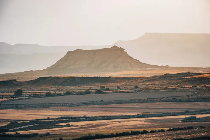 Framed Print : The badlands of Bardenas Reales desert mountains at sunrise, Navarre, Spain, Europe Framed Print : The badlands of Bardenas Reales desert mountains at sunrise, Navarre, Spain, Europe