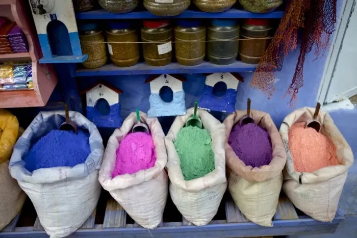 Framed Print : Bag of powdered pigments to make paint, Chefchaouen, Morocco, North Africa, Africa Framed Print : Bag of powdered pigments to make paint, Chefchaouen, Morocco, North Africa, Africa