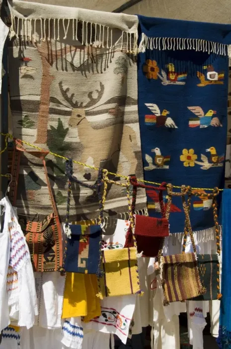 Framed Print : Bags and rugs for sale on market day
