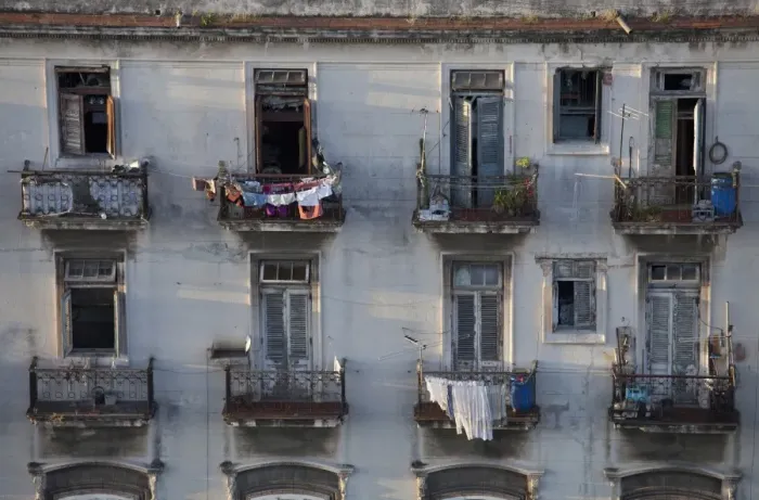 Framed Print : Balconies of a dilapidated apartment building, Havana Centro, Cuba Framed Print : Balconies of a dilapidated apartment building, Havana Centro, Cuba