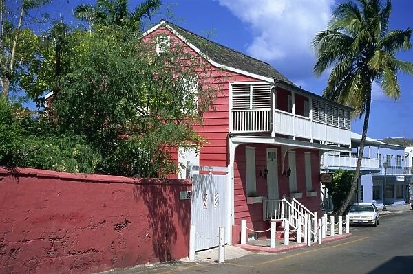 Balcony House dating from the 18th century, Nassau, Bahamas, West Indies, Central America