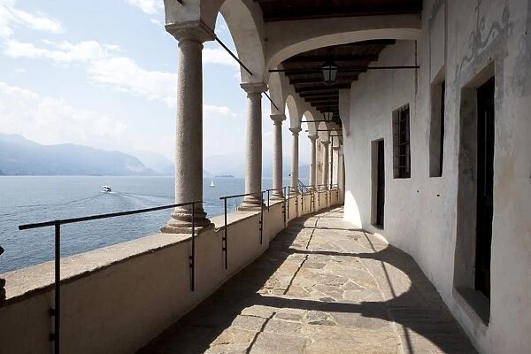 Balcony of the Santa Caterina Monastery and Hermitage, Lake Maggiore, Lombardy, Italian Lakes, Italy, Europe