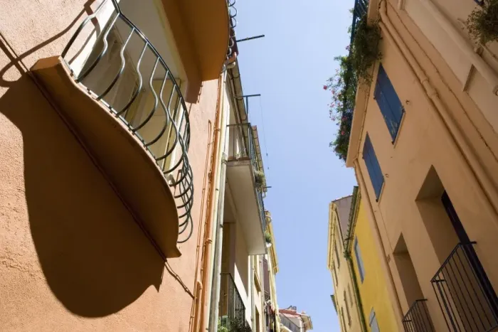 Framed Print : Balcony, Street, Collioure, Pyrenees-Orientales, Languedoc, France, Europe Framed Print : Balcony, Street, Collioure, Pyrenees-Orientales, Languedoc, France, Europe
