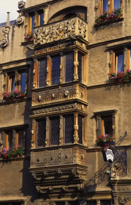 Framed Print : Balcony Windows at The House of Heads (1609), Colmar, Alsace, France
