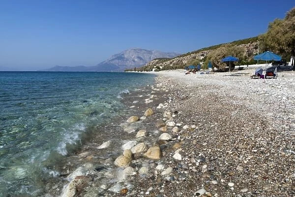 Balos beach and Mount Kerketeas, Ormos Koumeikon, Samos, Aegean Islands, Greece