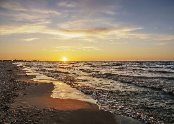 Baltic Sea at sunset, Mikoszewo, Pomeranian Voivodeship, Poland, Europe