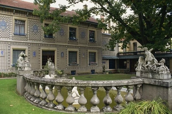Balustrade and decorated exterior of the Art Nouveau Musee de L Ecole de Nancy