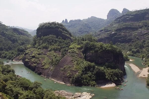 Bamboo river rafting at Tianyou Feng Heavenly Tour Peak in Mount Wuyi National Park