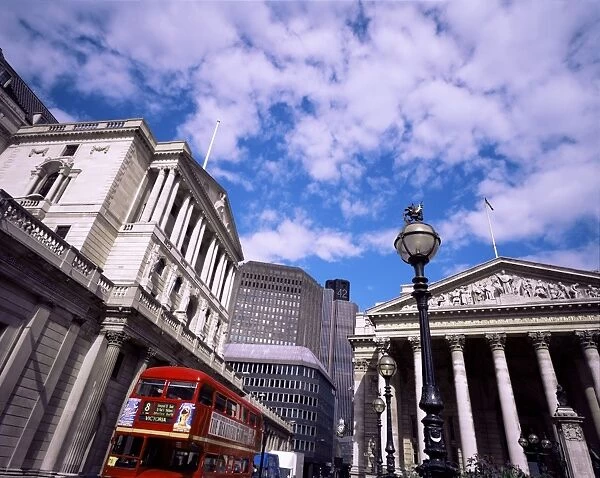 Bank of England and the Royal Exchange, City of London, London, England
