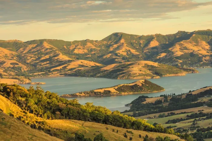 Framed Print : Banks Peninsula at sunset, Canterbury, South Island, New Zealand, Pacific Framed Print : Banks Peninsula at sunset, Canterbury, South Island, New Zealand, Pacific