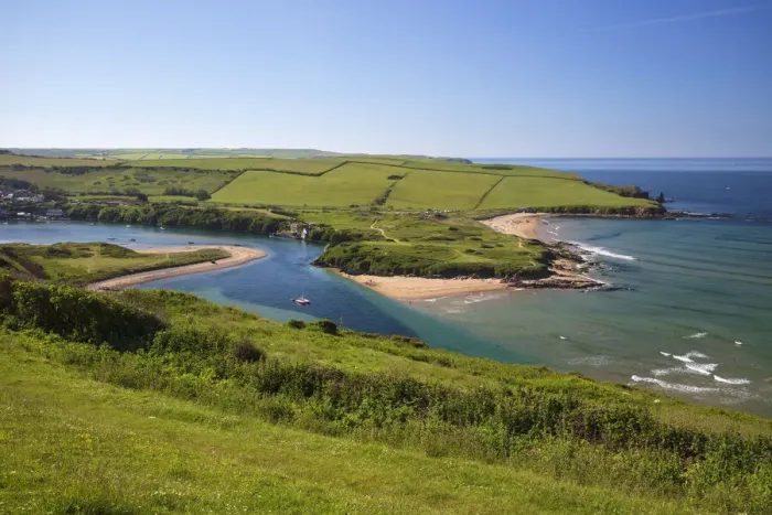 Framed Print : Bantham Sand beach and the River Avon viewed from Bigbury-on-Sea, Bantham Framed Print : Bantham Sand beach and the River Avon viewed from Bigbury-on-Sea, Bantham