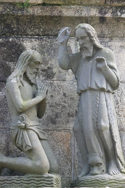 Baptism in the Life of Jesus on the Plougonven calvary, Plougonven, Finistere, Brittany