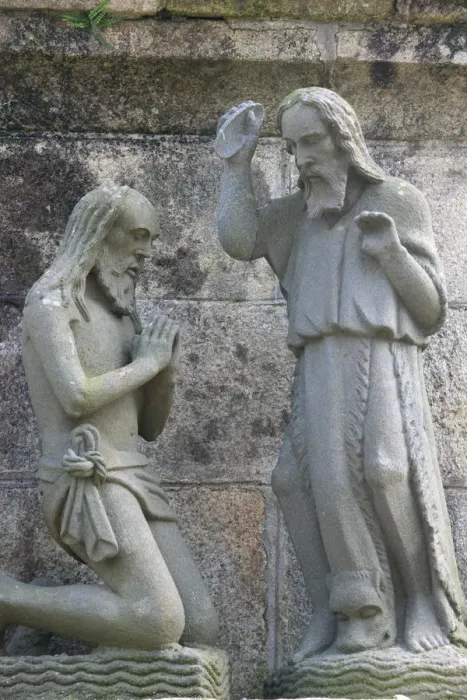 Framed Print : Baptism in the Life of Jesus on the Plougonven calvary, Plougonven, Finistere, Brittany Framed Print : Baptism in the Life of Jesus on the Plougonven calvary, Plougonven, Finistere, Brittany