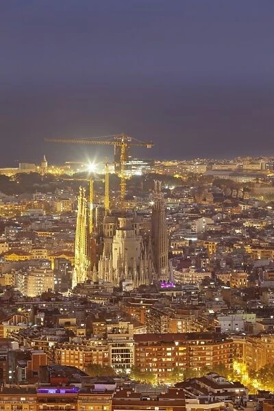 Barcelona skyline with Sagrada Familia, by architect Antonio Gaudi, UNESCO World Heritage Site