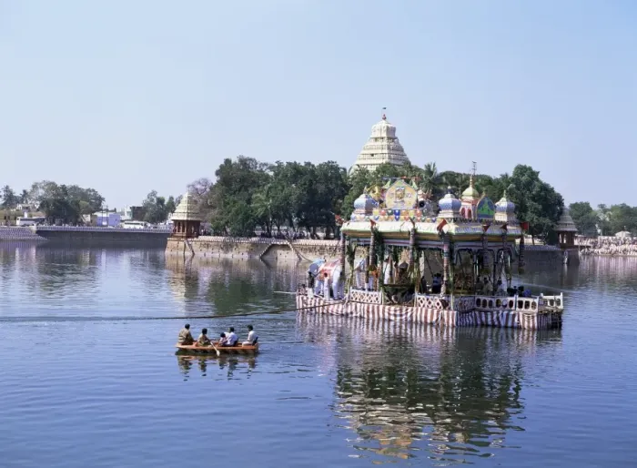 Framed Print : A barge carrying images of Shiva and Meenakshi being Framed Print : A barge carrying images of Shiva and Meenakshi being