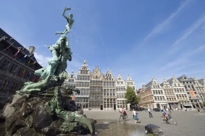 Framed Print : Baroque Brabo fountain dating from 1887, by Jef Lambeaux, in Grote Markt Framed Print : Baroque Brabo fountain dating from 1887, by Jef Lambeaux, in Grote Markt