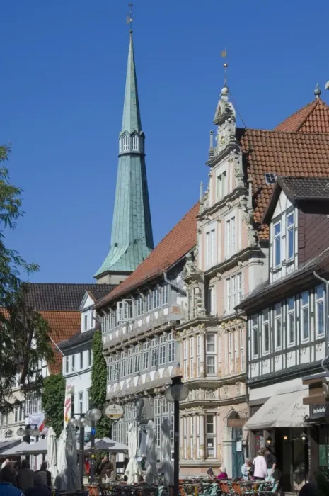 Framed Print : Baroque and medieval carved and painted buildings in Hamelin, Lower Saxony