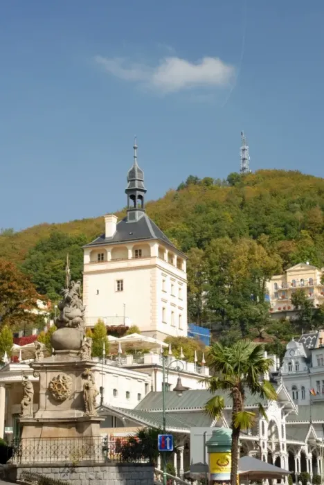 Framed Print : Baroque Plague Column and 19th century spa buildings in spa town of Karlovy Vary Framed Print : Baroque Plague Column and 19th century spa buildings in spa town of Karlovy Vary
