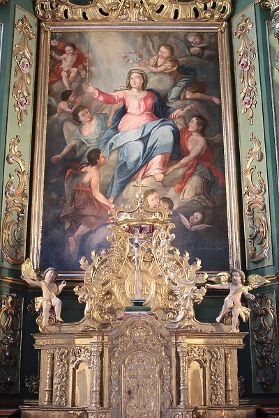 Baroque reredos, Our Lady of Assumption church, Cordon, Haute-Savoie, France, Europe