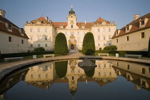 Baroque Valtice Chateau at sunrise, Valtice, Brnensko Region, Czech Republic, Europe