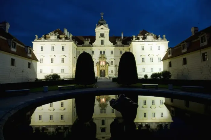 Framed Print : Baroque Valtice Chateau at twilight, Valtice, Brnensko Region, Czech Republic, Europe Framed Print : Baroque Valtice Chateau at twilight, Valtice, Brnensko Region, Czech Republic, Europe