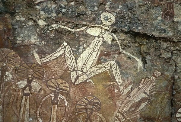 Barrginj, wife of Namarrgon the Lightning Man, one of the supernatural ancestors depicted at the aboriginal rock art site at Nourlangie Rock in Kakadu National Park, UNESCO World Heritage Site, Northern Territory