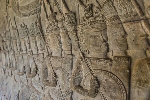 Bas-relief carvings, Angkor Wat, Angkor, UNESCO World Heritage Site, Siem Reap, Cambodia, Indochina, Southeast Asia, Asia