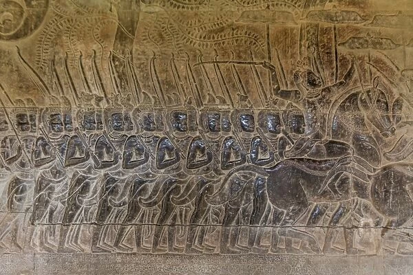 Bas-relief carvings, Angkor Wat, Angkor, UNESCO World Heritage Site, Siem Reap, Cambodia, Indochina, Southeast Asia, Asia