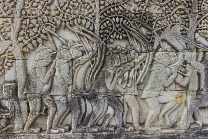 Framed Print : Bas-relief carvings in Bayon Temple in Angkor Thom, Angkor, UNESCO World Heritage Site, Siem Reap Province, Cambodia, Indochina, Southeast Asia, Asia Framed Print : Bas-relief carvings in Bayon Temple in Angkor Thom, Angkor, UNESCO World Heritage Site, Siem Reap Province, Cambodia, Indochina, Southeast Asia, Asia