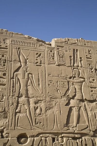 Bas-relief of figures and hieroglyphs, Karnak Temple, Luxor, Thebes, UNESCO World Heritage Site