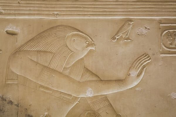 Bas-relief of the God Horus, Temple of Seti I, Abydos, Egypt, North Africa, Africa