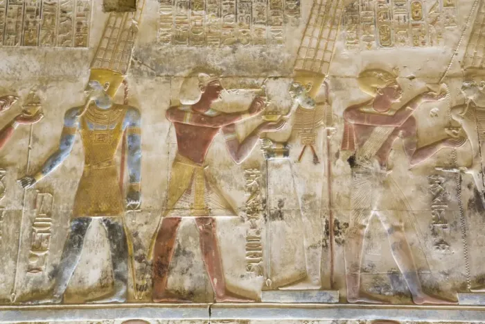 Framed Print : Bas-relief, Pharaoh Seti I between images of God Amun, Temple of Seti I, Abydos, Egypt Framed Print : Bas-relief, Pharaoh Seti I between images of God Amun, Temple of Seti I, Abydos, Egypt