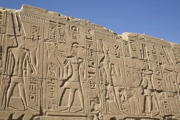 Bas-relief of Pharaohs and Gods, Karnak Temple, Luxor, Thebes, UNESCO World Heritage Site