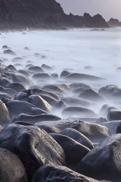 Basalt boulders in the ocean, El Golfo, UNESCO Biosphere Reserve, El Hierro, Canary Islands