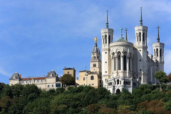 Basilica of Notre-Dame de Fourviere with its four crenellated octagonal towers, Lyon