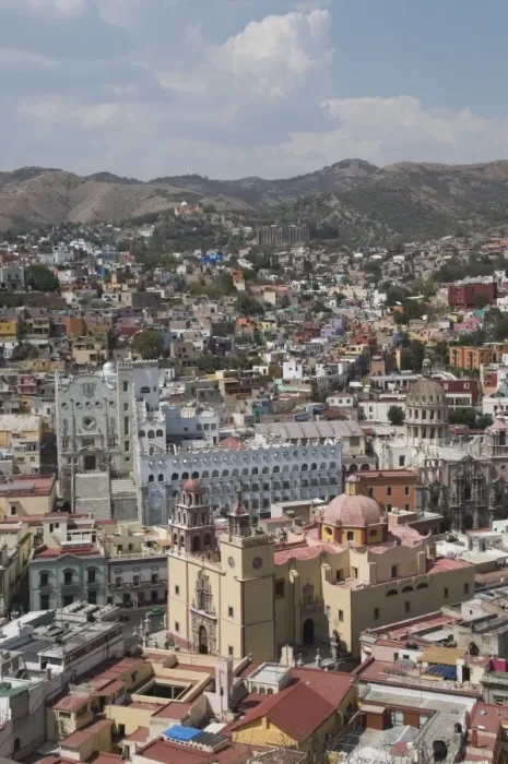 Framed Print : The Basilica de Nuestra Senora de Guanajuato, the yellow building in the foreground Framed Print : The Basilica de Nuestra Senora de Guanajuato, the yellow building in the foreground