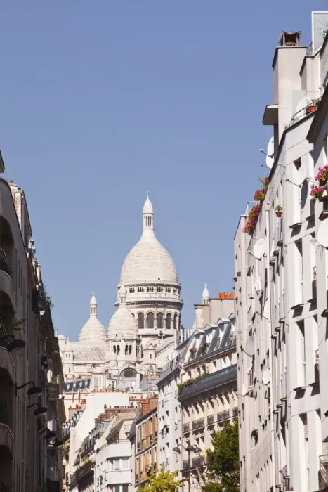 Framed Print : The Basilica of Sacre Coeur through the streets of Montmartre, Paris, France, Europe Framed Print : The Basilica of Sacre Coeur through the streets of Montmartre, Paris, France, Europe